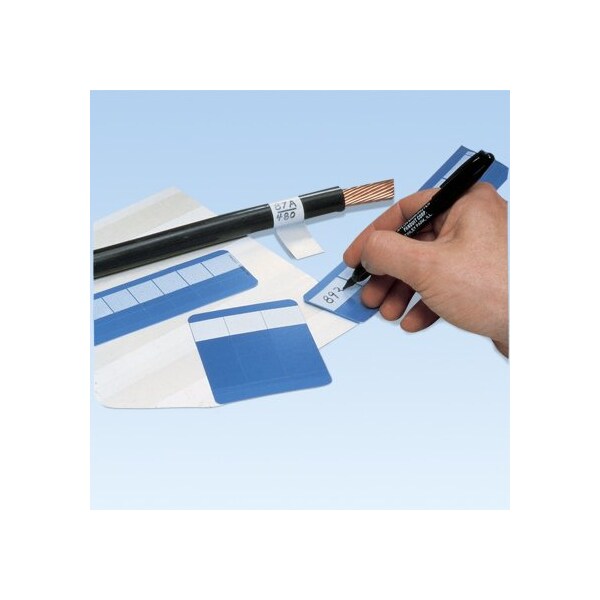 Write-On Slf-Laminating Wire Mrkr Cards, Vinyl, 1.00", PSCC-5Y, PK 25